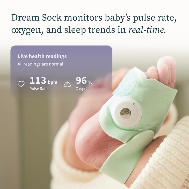 Owlet Dream Sock - FDA-Cleared Smart Baby Monitor - Track Live Pulse (Heart) Rate, Oxygen in Infants - Receive Notifications - Image 2